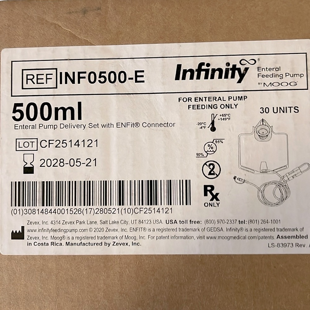 Moog Zevex EnteraLite Infinity 500mL Feeding Bag